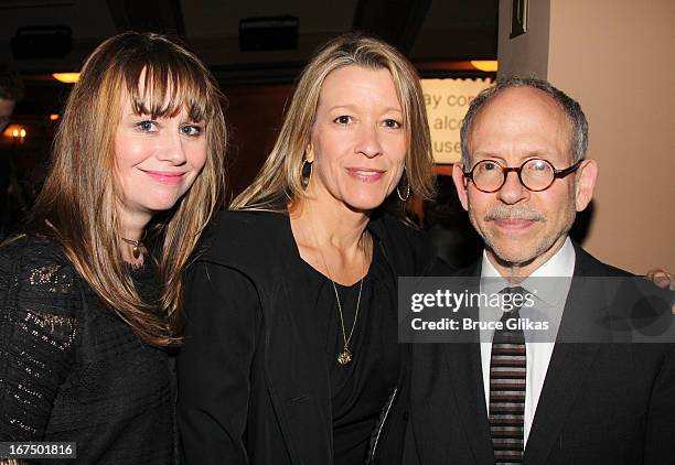 Sally Murphy, Linda Emond and Bob Balaban attend the "I'll Eat You Last: A Chat With Sue Mengers" Broadway opening night at The Booth Theater on...