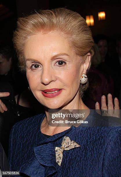 Carolina Herrera attends the "I'll Eat You Last: A Chat With Sue Mengers" Broadway opening night at The Booth Theater on April 24, 2013 in New York...