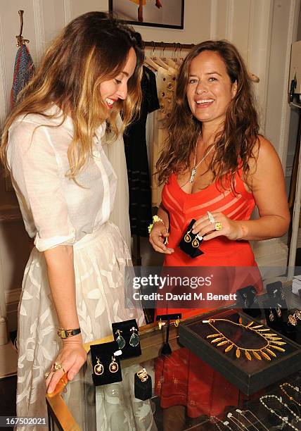 Alice Temperley and Jade Jagger attend the Frocks and Rocks Party hosted by Alice Temperley and Jade Jagger on April 25, 2013 in London, England.