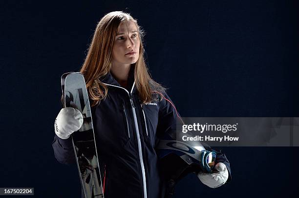 Freestyle moguls skier Heather McPhie poses for a portrait during the USOC Portrait Shoot on April 25, 2013 in West Hollywood, California.