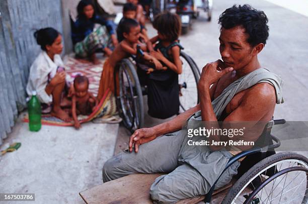 Nhat Pon spends his days worrying how he will feed his wife and two young daughters. They live on the grounds of Wat Ounalom in Phnom Penh, with a...