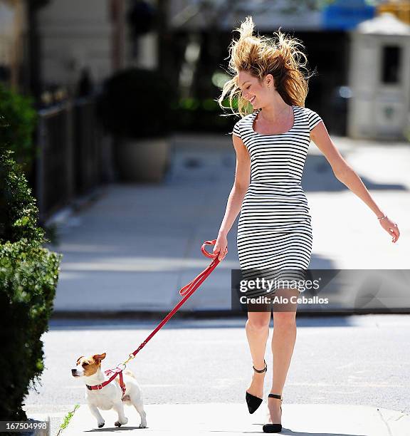 Candice Swanepoel is seen during Victoria's Secret photo shoot on April 25, 2013 in New York City.