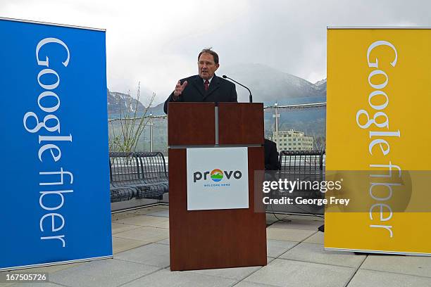Utah Governor Gary Herbert speaks at the Provo Convention Center to announce that the city has been chosen as the third city in the country to get...