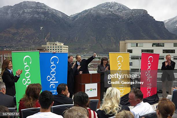 Google, state and city officials gather at the Provo Convention Center to announce that the city has been chosen as the third city in the country to...