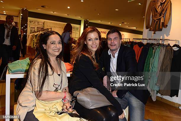 Malika Filali and her daughter Yasmina with Thomas Helmer at Alsterhaus on April 25, 2013 in Hamburg, Germany.