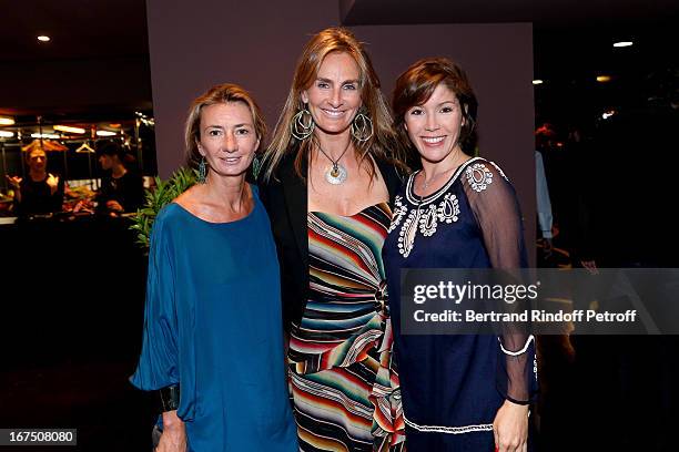 Guest, President of the Charity Association Celine Charloux and Elodie Garamond attend 'Les P'tits Cracks' - Charity Dinner At Pavillon des Champs...