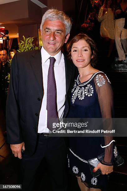 Herve Morin and his wife Elodie Garamond attend 'Les P'tits Cracks' - Charity Dinner At Pavillon des Champs Elysees on April 25, 2013 in Paris,...