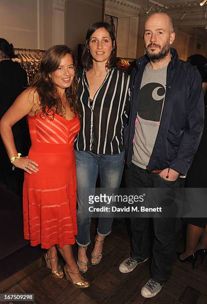 Jade Jagger, Rosemary Chapman and Jake Chapman attends the Frocks and Rocks Party hosted by Alice Temperley and Jade Jagger on April 25, 2013 in...