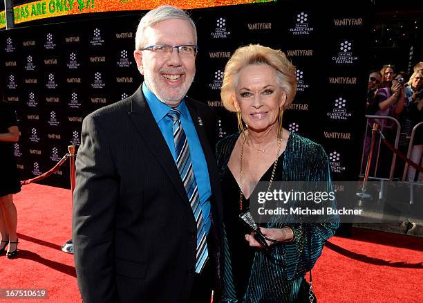 Film Critic Leonard Maltin and actress Tippi Hedren attend the "Funny Girl" screening during the 2013 TCM Classic Film Festival Opening Night at TCL...