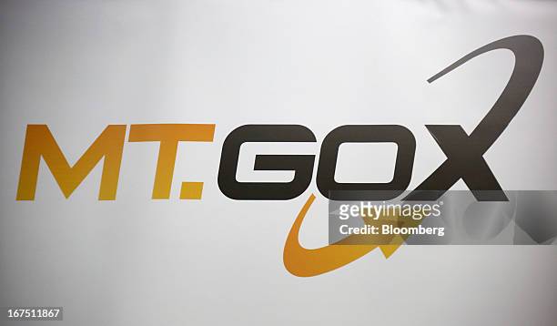 The Mt.Gox K.K. Logo is displayed in the Tibanne Co. Office in Tokyo, Japan, on Thursday, April 25, 2013. Bitcoin digital currency, which carries the...