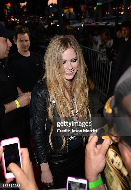 Singer Avril Lavigne arrives for her secret performance at The Viper Room on April 25, 2013 in West Hollywood, California.