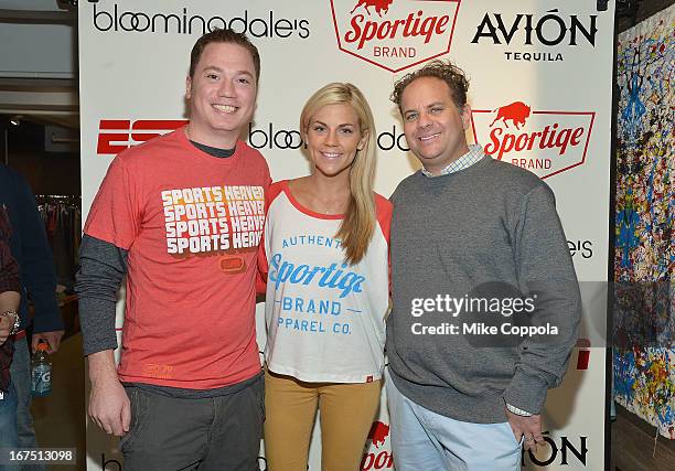 Co-Founder of Sportiqe Apparel, Jason Franklin, Sportscaster Samantha Ponder, and Co-Founder of Sportiqe Apparel, Matt Altman pose for a picture as...