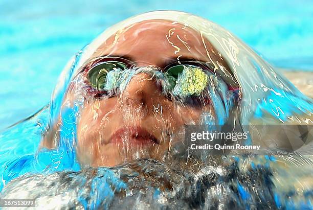 Alicia Coutts of Australia competes in the Women's 200 Metre Individual Medley during day one of the Australian Swimming Championships at the SA...