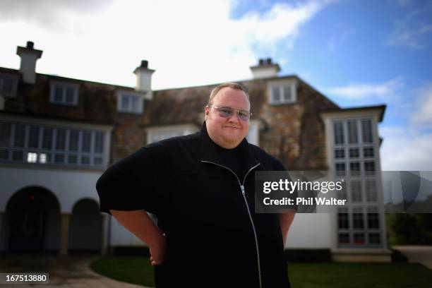 Limited founder, Kim Dotcom poses during a portrait session at the Dotcom Mansion on April 26, 2013 in Auckland, New Zealand. MEGA Limited this year...