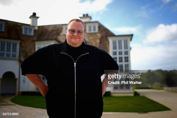 Limited founder, Kim Dotcom poses during a portrait session at the Dotcom Mansion on April 26, 2013 in Auckland, New Zealand. MEGA Limited this year...