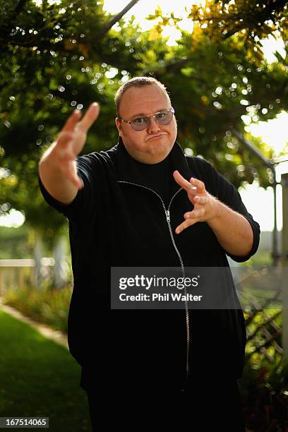 Limited founder, Kim Dotcom poses during a portrait session at the Dotcom Mansion on April 26, 2013 in Auckland, New Zealand. MEGA Limited this year...