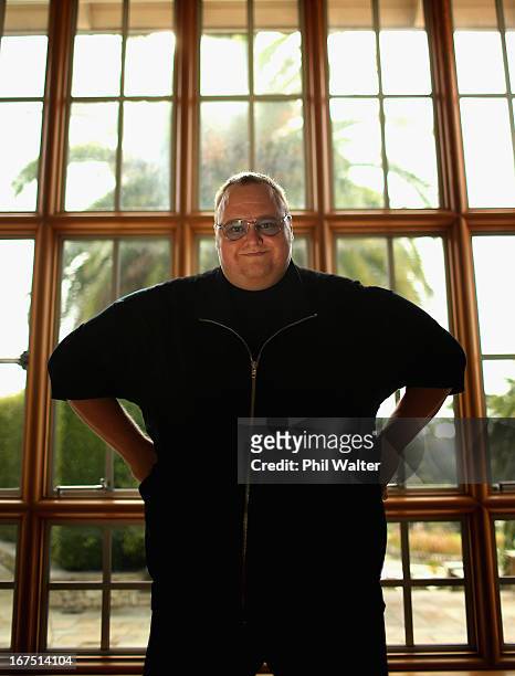 Limited founder, Kim Dotcom poses during a portrait session at the Dotcom Mansion on April 26, 2013 in Auckland, New Zealand. MEGA Limited this year...