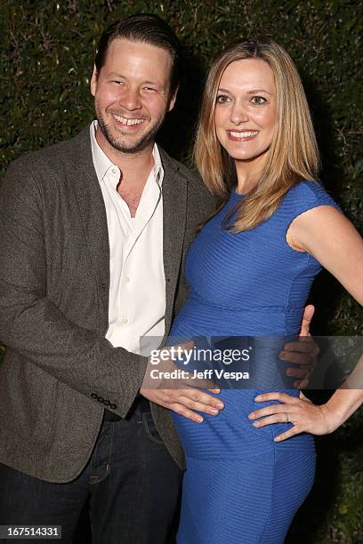 Actor Ike Barinholtz and Erica Hanson attend the Second Annual Hilarity For Charity benefiting The Alzheimer's Association at the Avalon on April 25,...