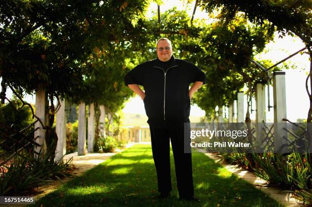 Limited founder, Kim Dotcom poses during a portrait session at the Dotcom Mansion on April 26, 2013 in Auckland, New Zealand. MEGA Limited this year...