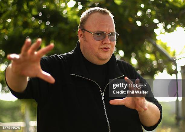 Limited founder, Kim Dotcom poses during a portrait session at the Dotcom Mansion on April 26, 2013 in Auckland, New Zealand. MEGA Limited this year...