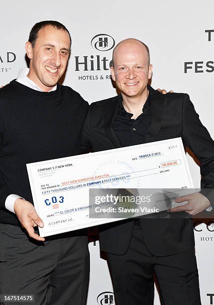 Best New Narrative Director Emanuel Hoss-Desmarais attends the TFF Awards Night during the 2013 Tribeca Film Festival on April 25, 2013 in New York...