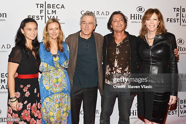 Caitlin Yeo, Sylvia Wilczynski, Robert De Niro, Kim Mordaunt and Jane Rosenthal attend the TFF Awards Night during the 2013 Tribeca Film Festival on...