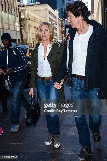 Actress Mariel Hemingway and Bobby Williams leave the Sirius XM studios on April 25, 2013 in New York City.
