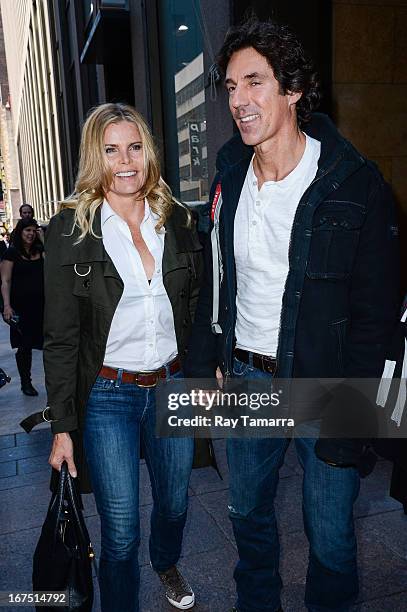Actress Mariel Hemingway and Bobby Williams leave the Sirius XM studios on April 25, 2013 in New York City.