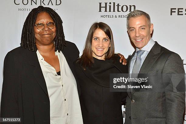 Whoppi Goldberg, director Bess Kargman and Tom Leonardis attend the TFF Awards Night during the 2013 Tribeca Film Festival on April 25, 2013 in New...