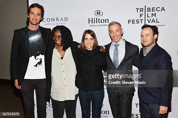 Jason Silva, Whoopi Goldberg, Bess Kargman, Tom Leonardis and Danny Strong attend the TFF Awards Night during the 2013 Tribeca Film Festival on April...