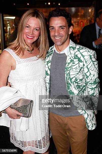 Maria Arena Bell and celebrity stylist George Kotsiopoulos attend P.S. ARTS Presents: LA Modernism Show Opening Night at The Barker Hanger on April...