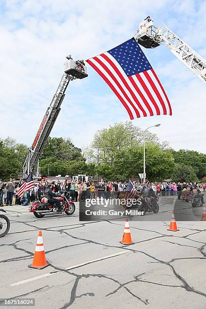 Patriot Guard Riders of Texas attend the memorial service for the victims of the West, Texas fertilizer plant explosion at Baylor University on April...