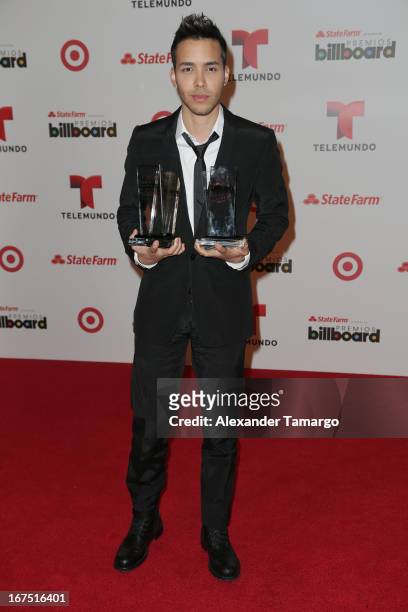 Prince Royce poses backstage at Billboard Latin Music Awards 2013 at Bank United Center on April 25, 2013 in Miami, Florida.