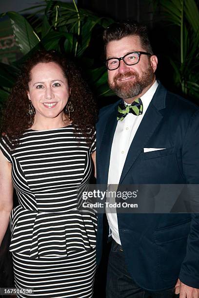 Christian May of maison21 and Jill Seidner attend P.S. ARTS Presents: LA Modernism Show Opening Night at The Barker Hanger on April 25, 2013 in Santa...