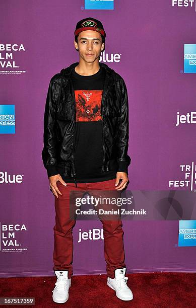 Skateboarder Nyjah Huston attends the premiere of "The Motivation" during the 2013 Tribeca Film Festival at SVA Theater on April 25, 2013 in New York...