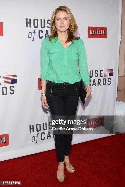 Laurie Fortier arrives at the Netflix's "House Of Cards" for your consideration Q&A event at Leonard H. Goldenson Theatre on April 25, 2013 in North...