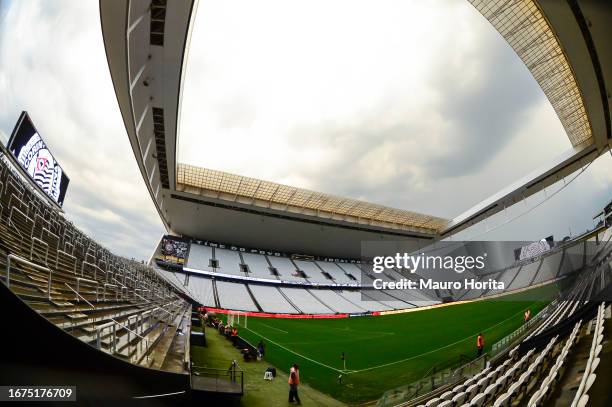 General view of the Neo Química Arena before the match between Corinthians and Gremio as part of Brasileirao Series A 2023 at Neo Quimica Arena on...