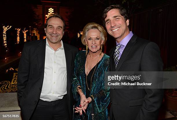 General Manager of TCM Jeff Gregor, actress Tippy Hedren and guest attend the 2013 TCM Classic Film Festival Vanity Fair Opening Night Party at...