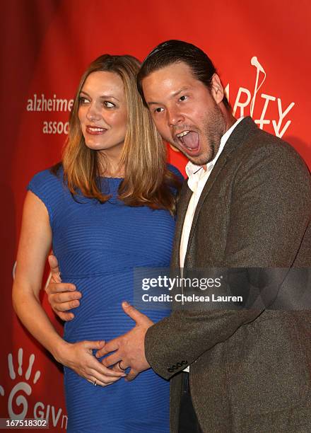 Actor Ike Barinholtz and Erica Hanson attend the Second Annual Hilarity For Charity benefiting The Alzheimer's Association at the Avalon on April 25,...