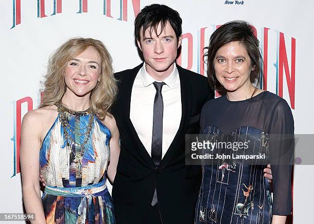 Rachel Bay Jones, Matthew James and Diane Paulus attends the after party for the Broadway opening night of "Pippin" at Slate on April 25, 2013 in New...