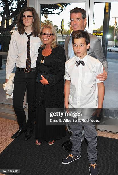 Dylan Brosnan, Sharon Rose Smith, actor Pierce Brosnan and Paris Brosnan arrive to the premiere of Sony Pictures Classics' "Love Is All You Need" at...