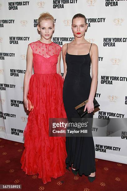 Models Ginta Lapina and Aleksandra Cvetkovic attend the 2013 New York City Opera Spring Gala at New York City Center on April 25, 2013 in New York...