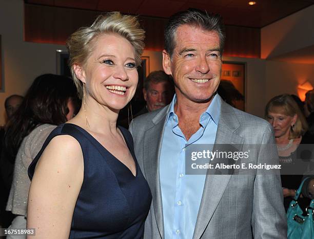 Actors Trine Dyrholm and Pierce Brosnan attend the after party for the premiere of Sony Pictures Classics' "Love Is All You Need" at Linwood Dunn...