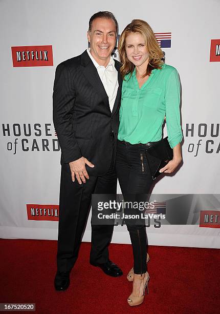 Actor Al Sapienza and actress Laurie Fortier attend a Q&A for "House Of Cards" at Leonard H. Goldenson Theatre on April 25, 2013 in North Hollywood,...