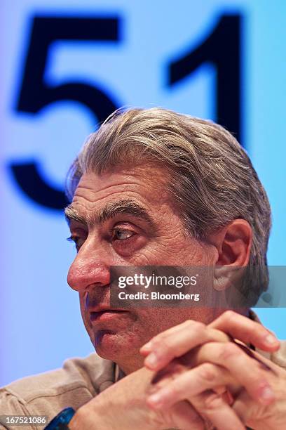 Nick Hayek, chief executive officer of Swatch Group AG, pauses during a news conference to launch the Sistem51 automatic watch movement at the...