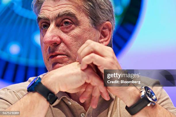 Nick Hayek, chief executive officer of Swatch Group AG, pauses during a news conference to launch the Sistem51 automatic watch movement at the...