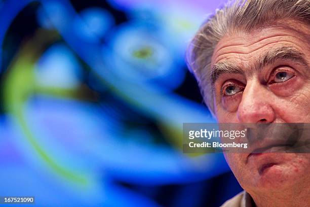 Nick Hayek, chief executive officer of Swatch Group AG, pauses during a news conference to launch the Sistem51 automatic watch movement at the...