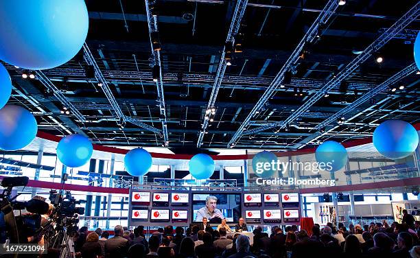 Nick Hayek, chief executive officer of Swatch Group AG, speaks during a news conference to launch the Sistem51 automatic watch movement at the...