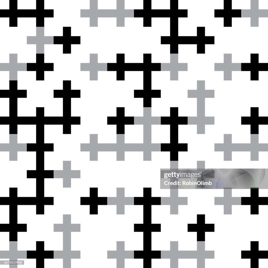 Black Abstract Crosses Seamless Pattern