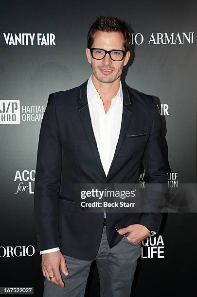 Model Lane Carlson arrives at the Giorgio Armani party to celebrate Paris Photo Los Angeles Vernissage opening night at Paramount Studios on April...